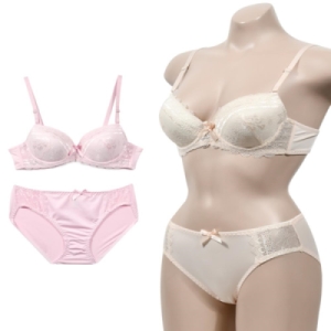 옷자락 여자 리본 와이어 레이스 몰드 B컵 하프 브라 팬티 41607_UW4512