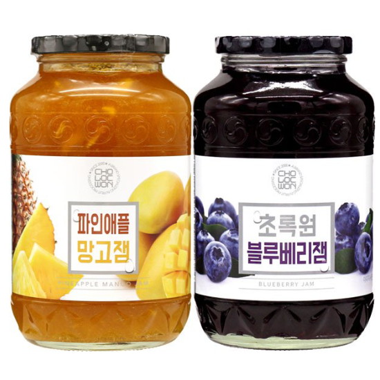초록원 블루베리잼 1kg+파인애플 망고잼 1kg (1개)_이미지