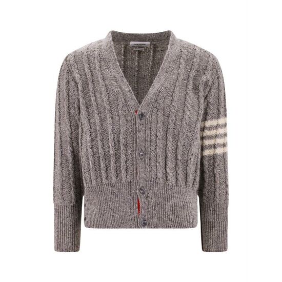 톰브라운 사선 완장 울 케이블 브이넥 가디건 MKC486B Y1506 (055, 그레이)