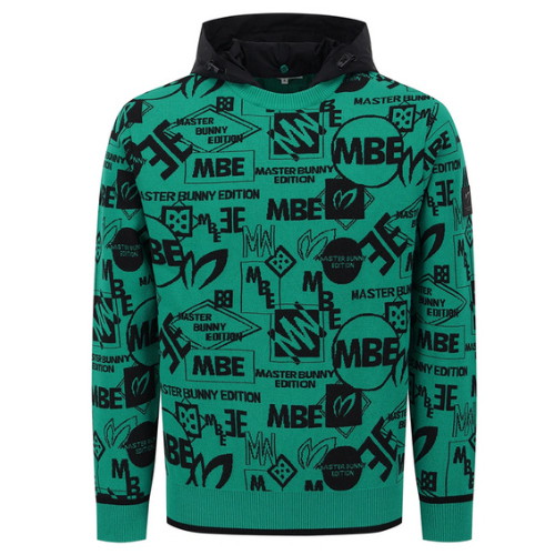 마스터바니에디션 탈착 후드 로고 자카드 긴팔 니트 411E3SR308_GN