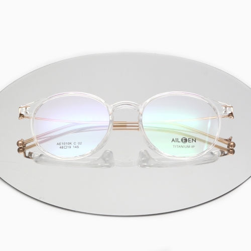 에일린 티타늄 안경테 남녀공용 뿔테 콤비 AE1010K C03 클리어그레이