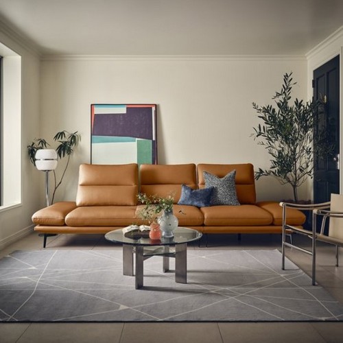 에싸 레미 컴팩트 스윙기능 베티버 천연가죽 소파 4인용