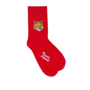 메종키츠네 폭스 Head Intarsia-Knit 코튼 블렌드 Socks Size 40 MM06408KT0010-PAPRI 244408