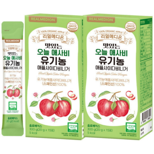리얼메디온 맛있는 오늘 애사비 유기농 애플사이다비니거 300g (20g x 15포) (2개)_이미지