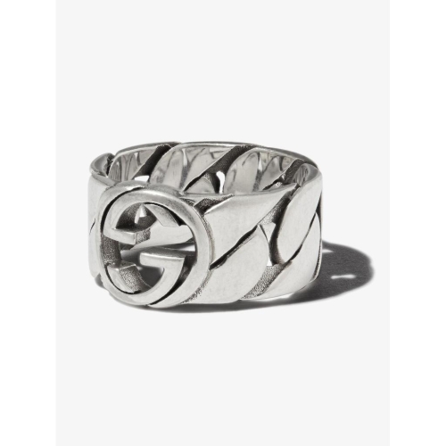 구찌 sterling silver Interlocking G wide band ring 661518J8400 T