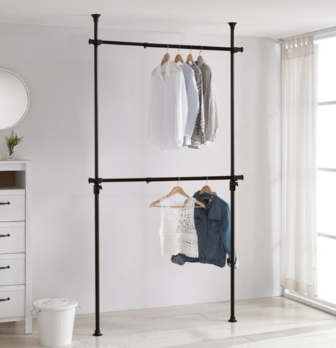 왕자행거 2단 폭조절 행거 실속형 블랙 32mm_이미지