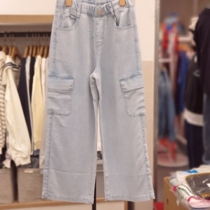 일로딜로 단하루 모던 찰랑 와이드 카고 팬츠 IDTJ2441Z 62 LIGHT BLUE 130 최대73% 역대급 한정 전 데일리룩 ..