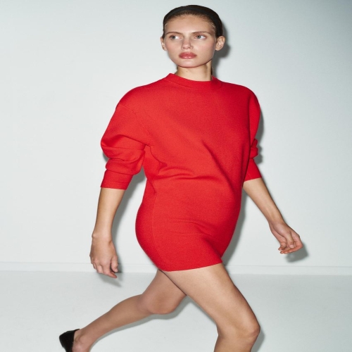 자라 국내 오프숄더 니트 원피스 레드 9598/014/600 3376363_이미지