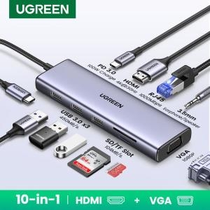 USB 허브 Type-C 4K HDMI VGA RJ45 PD100W MacBook 노트북 스팀 데크 도킹 스테이션용 3.5..