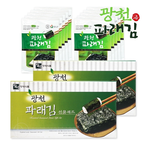 창덕식품 원초듬뿍 광천 파래김 전장김 10봉 선물세트 (2개)