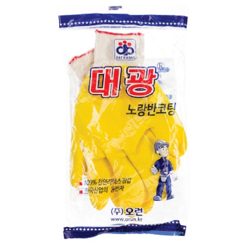 오런 대광 노랑 반코팅 장갑 (100켤레)_이미지
