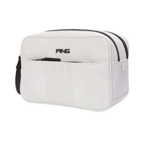 타공 포인트 투지퍼 파우치백 111C1BG601_WH