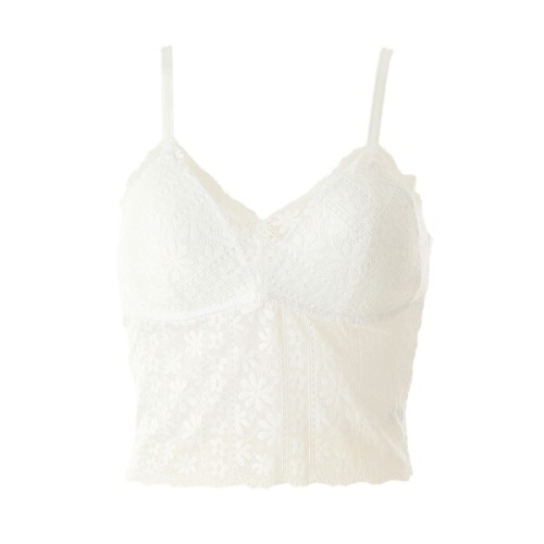 크롭탑브라 여름필수템 플라워레이스 화이트 크롭 컵란쥬 VLGC853WH
