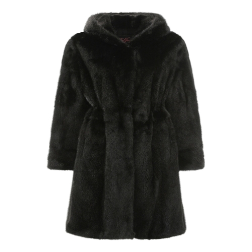 진도 여성 Elfee 풀스킨 휘메일 블랙 밍크 롱코트 E9W3EC17_이미지