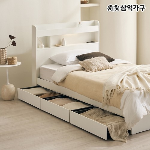 삼익가구 데이슨 3단 수납 LED침대 SS (매트별도)_이미지