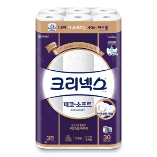크리넥스 데코 앤 소프트 40m (30롤)이미지입니다. 누르면 해당 게시물로 새창이동합니다.