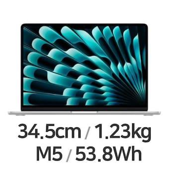 APPLE <b>맥북</b><b>에어</b>13 M5 10코어 CPU, 8코어 GPU 실버