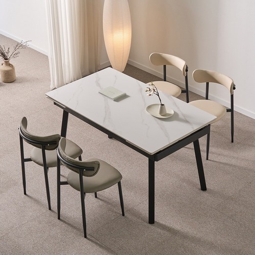 동서가구 캐빈 확장형 포세린 세라믹 식탁 1400 (의자4개)_이미지