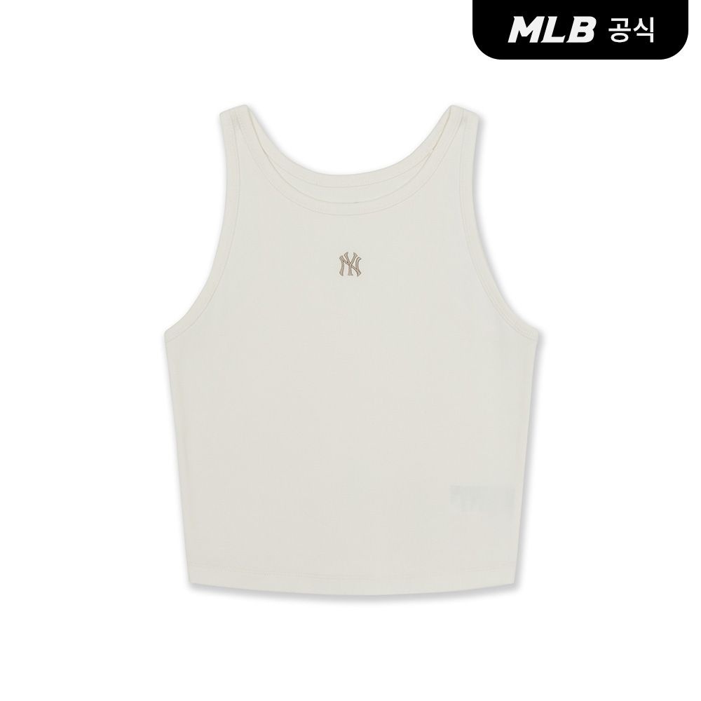  MLB 여성용 베이직 스몰로고 슬림 크롭 나시 티셔츠 뉴욕양키스 3FTOB0164-50CRS