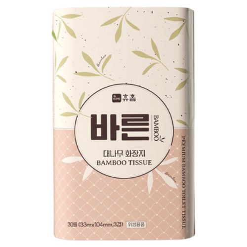 휴홈 바른 대나무 화장지 33m (30롤) (1팩)_이미지