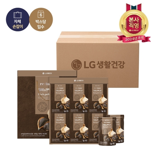 LG생활건강 24년 추석 선물세트 리튠 흑마늘진액 골드 50ml 24포 (6개)