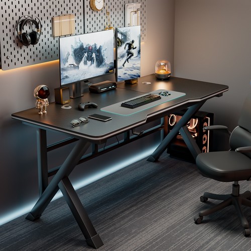 트리플썬 카본 패턴 k자형 컴퓨터 게이밍 책상 (1400x600)