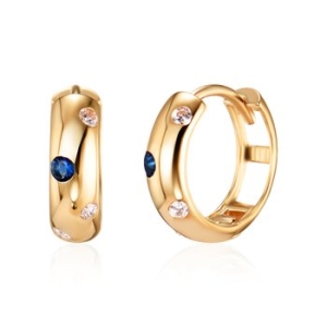 14K 샤이닝 서클 버블 사파이어 원터치 링 귀걸이 한쌍 MNE41482