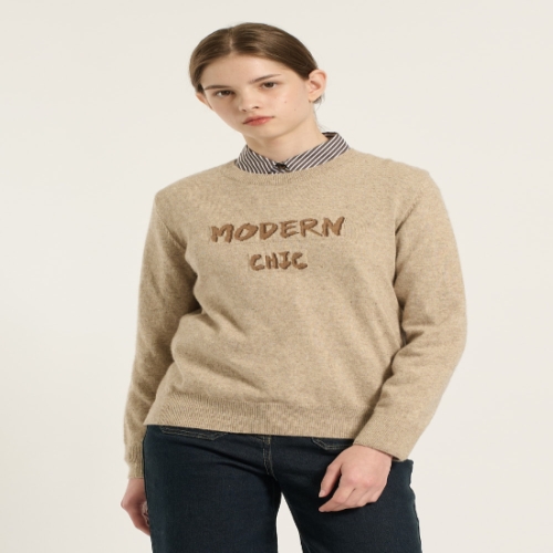 BCBG 레터링 라운드넥 니트 B5D9K471DG