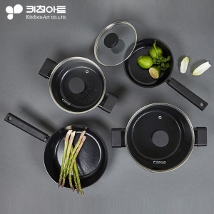 키친아트 IH 까사핏 IH 통주물 냄비 4종 실속세트 (편수18+양수20+곰솥24+멀티팬24)_이미지