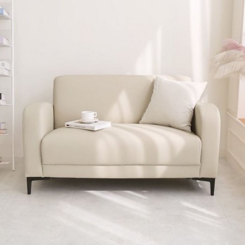 포홈 플랫 가죽 소파 2인용