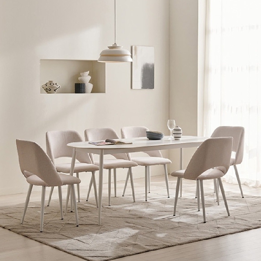 삼익가구 클랜 타원 통세라믹 식탁 1800 (의자6개)