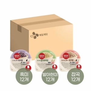 CJ제일제당 햇반 흑미밥 210g 12개 + 발아현미밥 210g 12개 + 매일잡곡밥 210g 12개_이미지