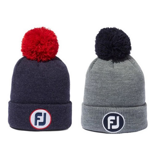 풋조이 우먼 라운드 빅 로고 폼폼 비니