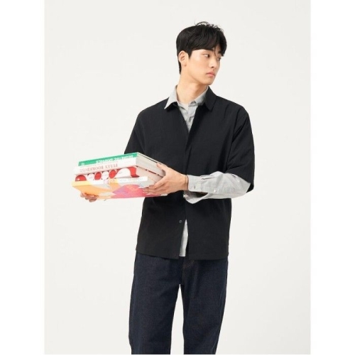 빈폴 남성 젠틀테크 솔리드 반소매 셔츠_BC5365C835_이미지