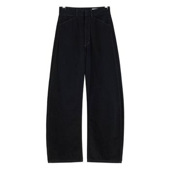 하이 웨이스티드 커브드 팬츠 블랙 149530322