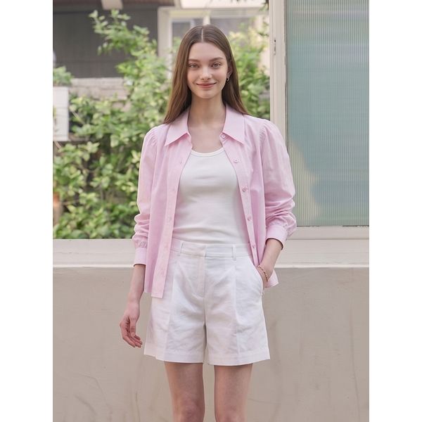 LF 질스튜어트뉴욕 여성 솔리드 레귤러핏 린넨혼방 셔츠 JSBL4B430P1