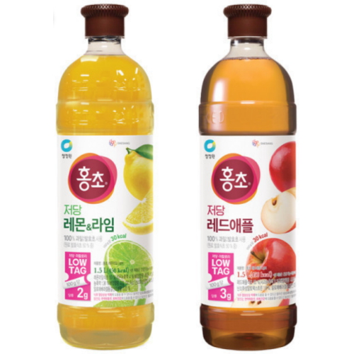청정원 홍초 저당 레몬라임 1.5L + 저당 레드애플 1.5L (1개)_이미지