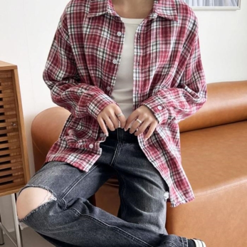 오노마 ONM 심플 베이직 디자인 여자 모노 오버핏 체크남방 27354364