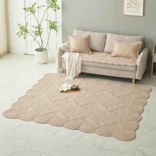 리빙룸 애끌리아 통워싱 자수 퀼팅 카페트 (점보특대형, 220x190cm)