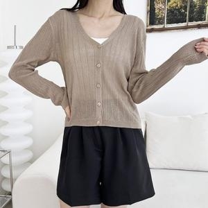 리빌모아 여자 린넨 골지 브이넥 버튼 가디건 DJW CA S2LSPPT1015 소라