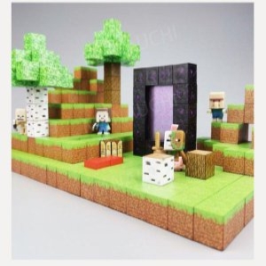 마인크래프트 자석블럭 마그네틱 큐브 빌딩 블록 자 -골드 044_Deepslate 브릭