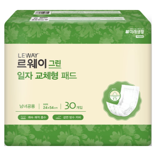 미래생활 르웨이 그린 일자 교체형 패드 30개 (2팩(60개))