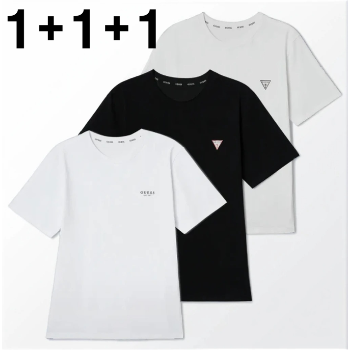게스 1+1+1 반팔티 3종세트 TOX032401 100 블랙 화이트