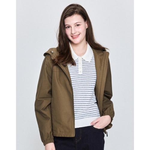 스테디셀러 카키 후드 캐주얼 숏 점퍼 WSJU5B201K2