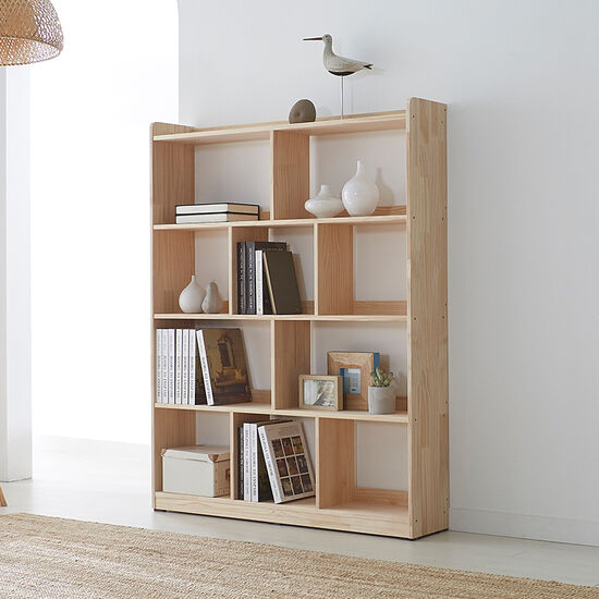 블리스데코  리브로 소나무 원목 4단 책장 1200