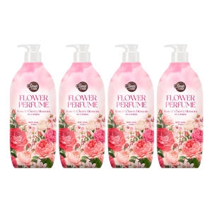 샤워메이트 핑크 플라워 퍼퓸 바디워시 로즈&체리블로섬(구) 900ml (4개)_이미지
