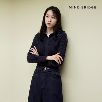 TBH글로벌 마인드브릿지 데님 믹스 케이블 가디건 MYCD6202_이미지