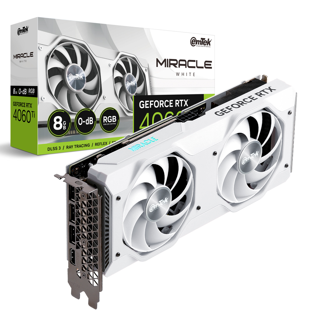 이엠텍 지포스 RTX 4060 Ti MIRACLE WHITE D6 8GB