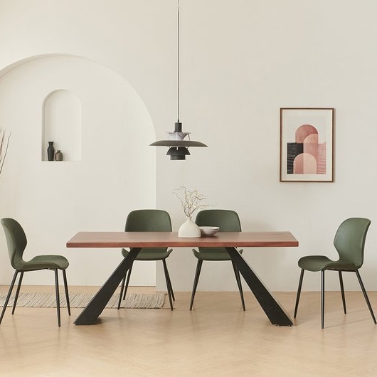 보니애가구  포엠 자바월넛 우드슬랩 40T 통원목 식탁 1800 (의자4개)