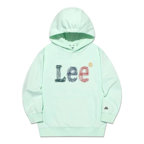 LEE 키즈 크레용 로고 루즈핏 후드티 민트 LK2501HD03MI_이미지